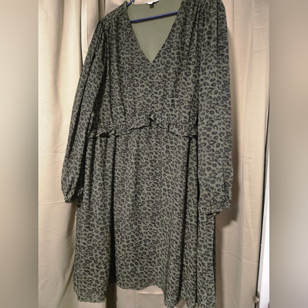 Leopard Print V-Neck Dress Thyme And True 3x